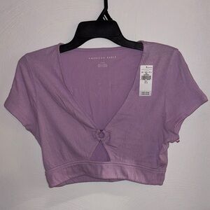 NWT - American Eagle Crop Top with Key Hole - Super Cute Light Purple Size L